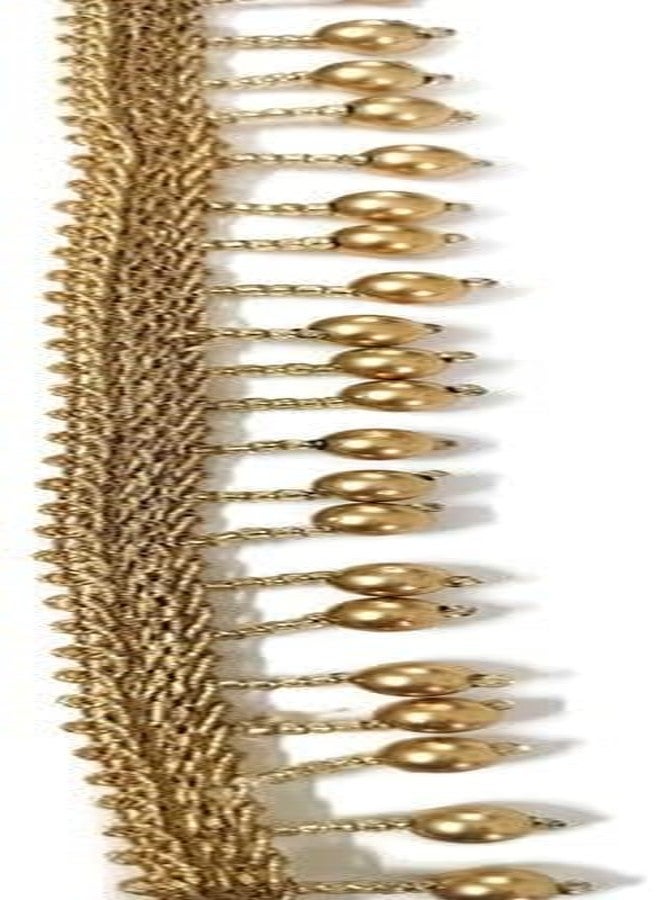 DaSync SYNC Golden Colour Tassel Latkan Hanging,Fringe Golden Beads jhallar Laces and Border Material zhallar Dresses,Blouse,Dupatta,Sari,Choli,chunni,Sarees,Lehenga,Suits,Curtains,9 Meter - Image 3